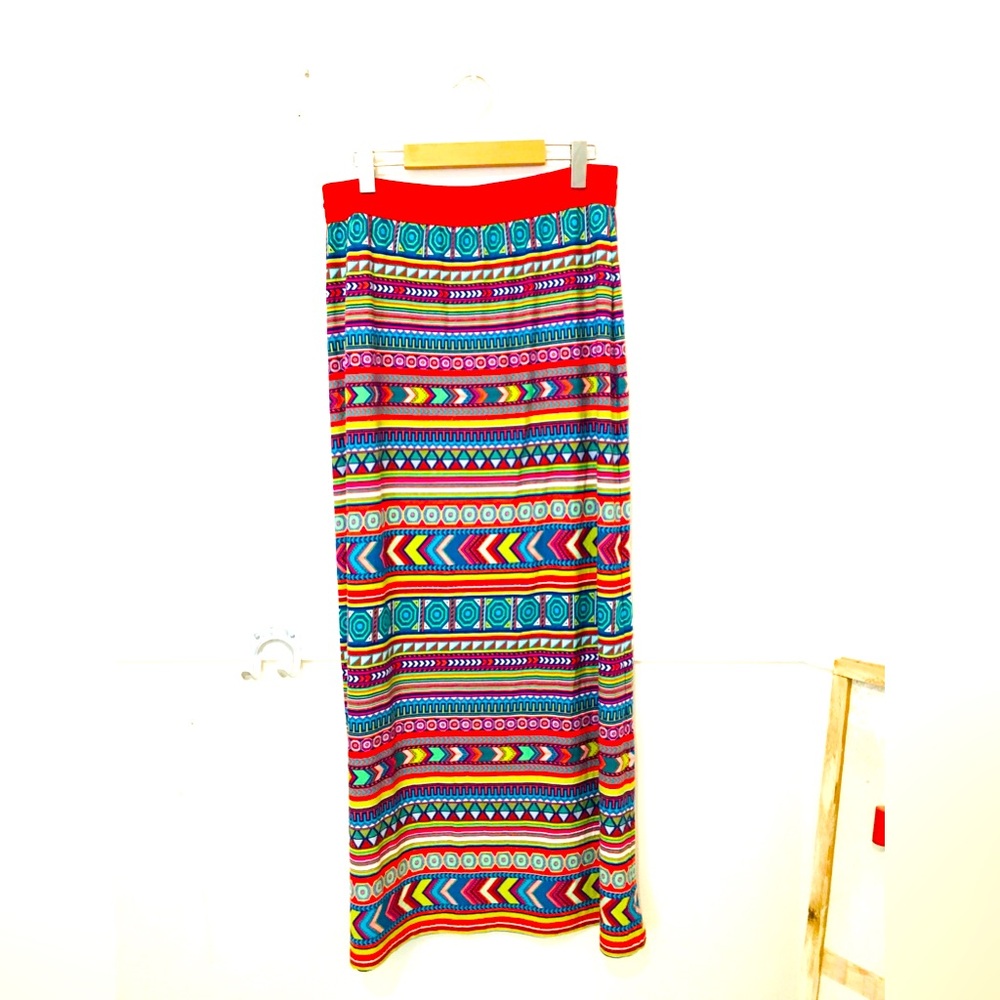 ESQUALO Colorful Patterned Maxi Skirt